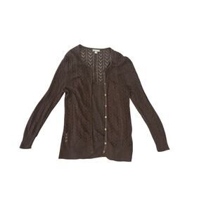 Ann Taylor Chocolate Brown Silk Knit Cardigan & Cami Tank Top Set Size XSP